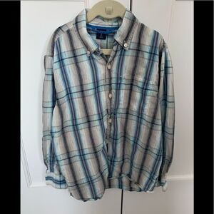 Plaid blue and gray button down shirt size 8